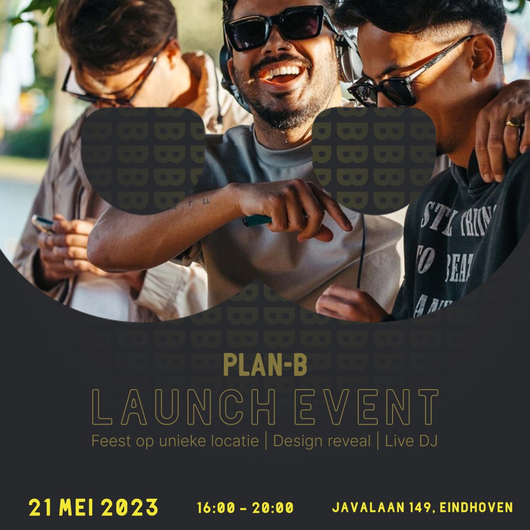 Launch event poster voor de lancering van Plan-B Sneakersokken